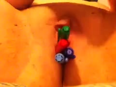 Close-up of me using markers to fill in my twat in a solo video